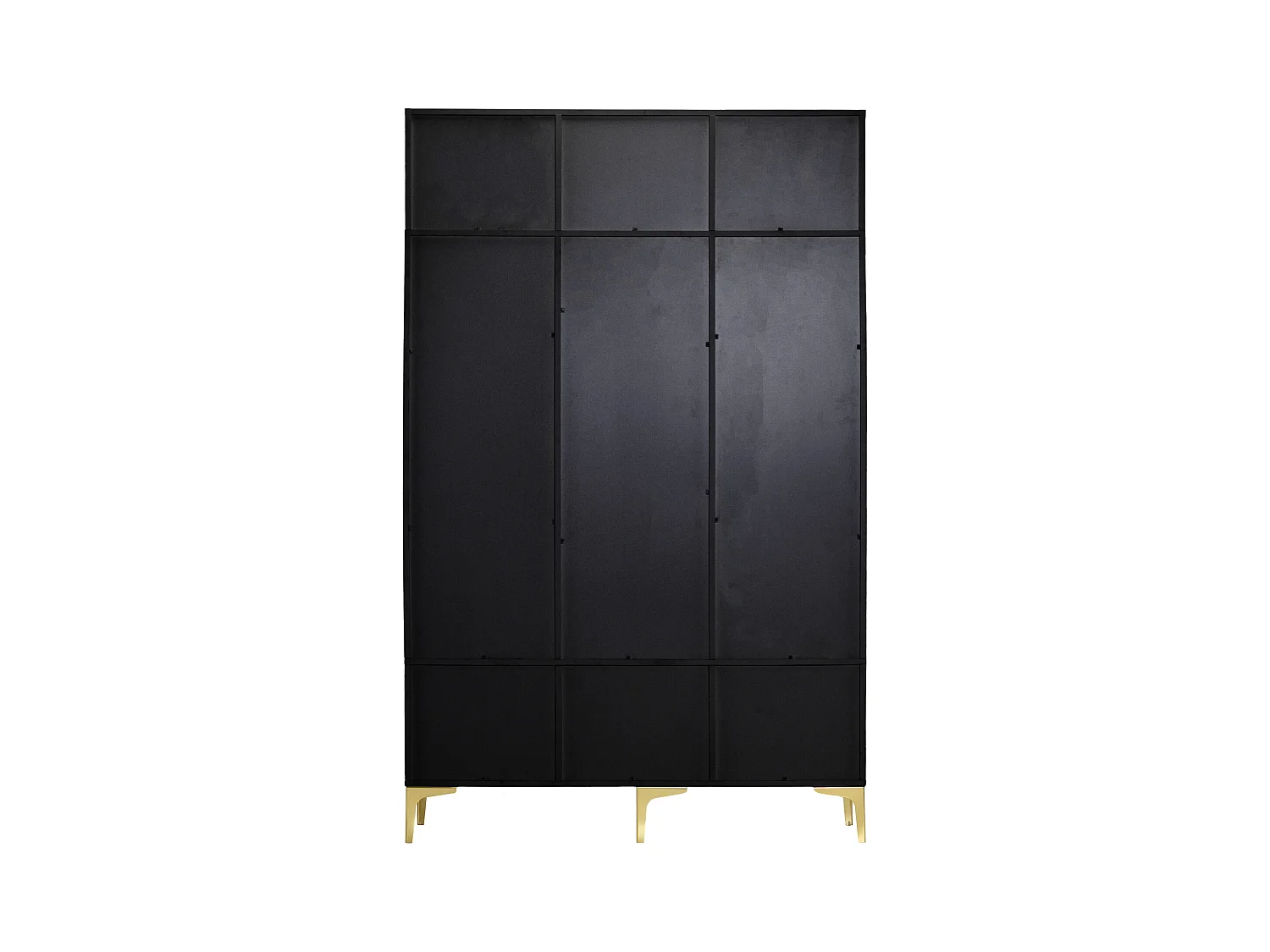 Vestiaire noir avec 3 porte et 6 crochets, pieds dorés, 120 x 40 x 191.5 cm