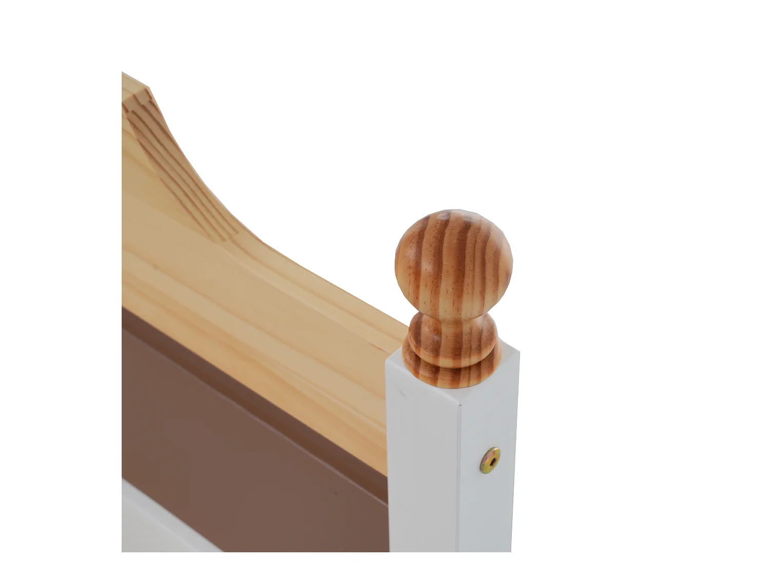 Cadre de lit double 140x200 cm avec tête et pied de lit en MDF, blanc et bois, sans matelas