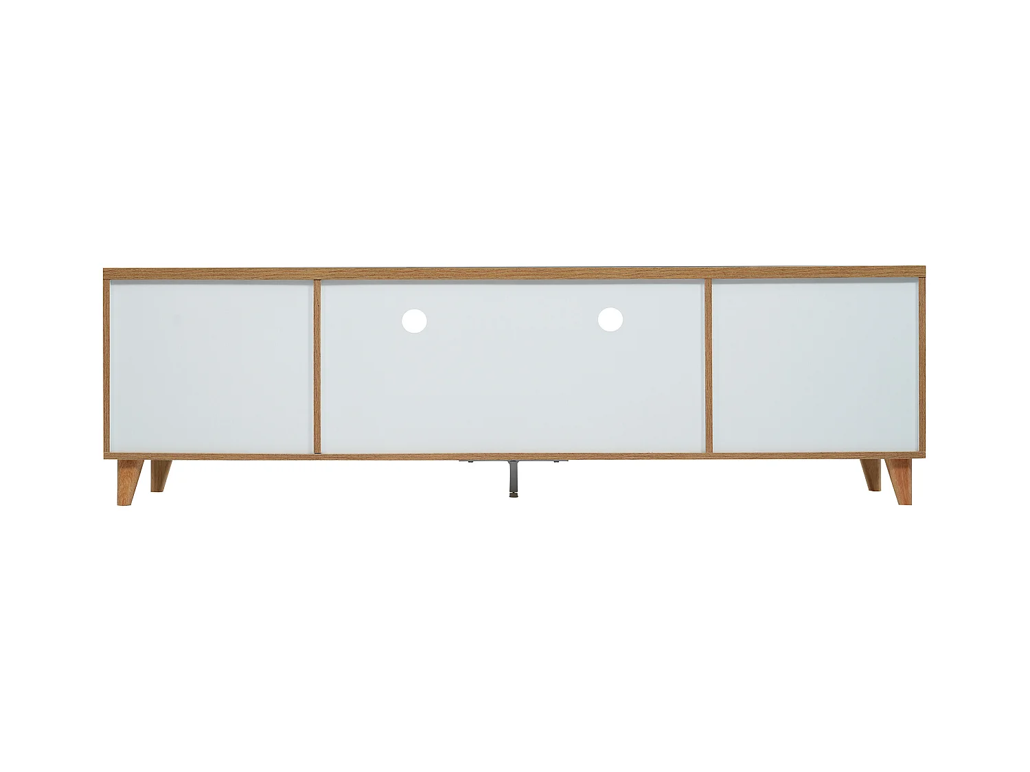 Meuble TV blanc et bois avec 5 portes, 175x37x51 cm, MDF