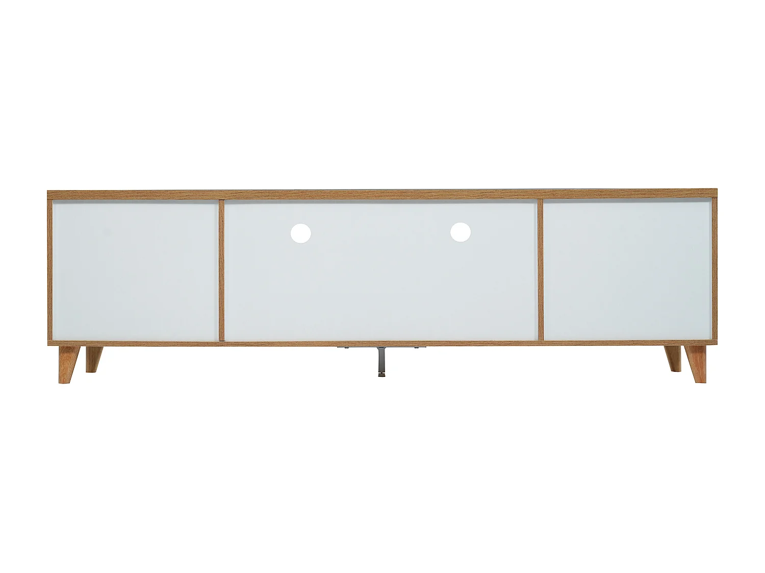 Meuble TV blanc et bois avec 5 portes, 175x37x51 cm, MDF