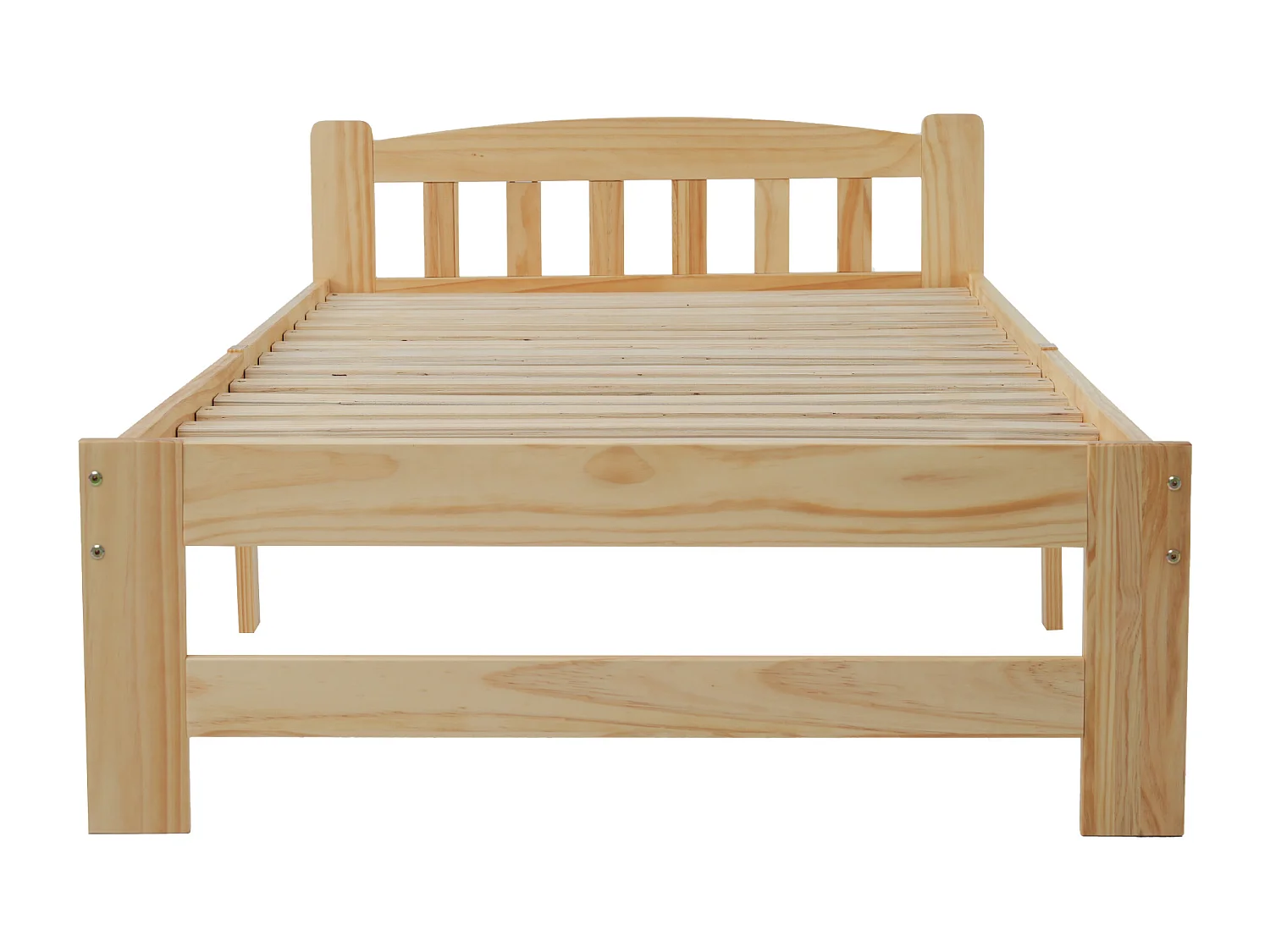 Struttura letto singolo Light Natural 90x200cm con testiera e rete a doghe, senza materasso