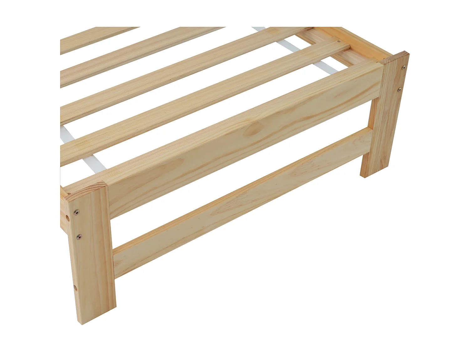 Struttura letto singolo Light Natural 90x200cm con testiera e rete a doghe, senza materasso