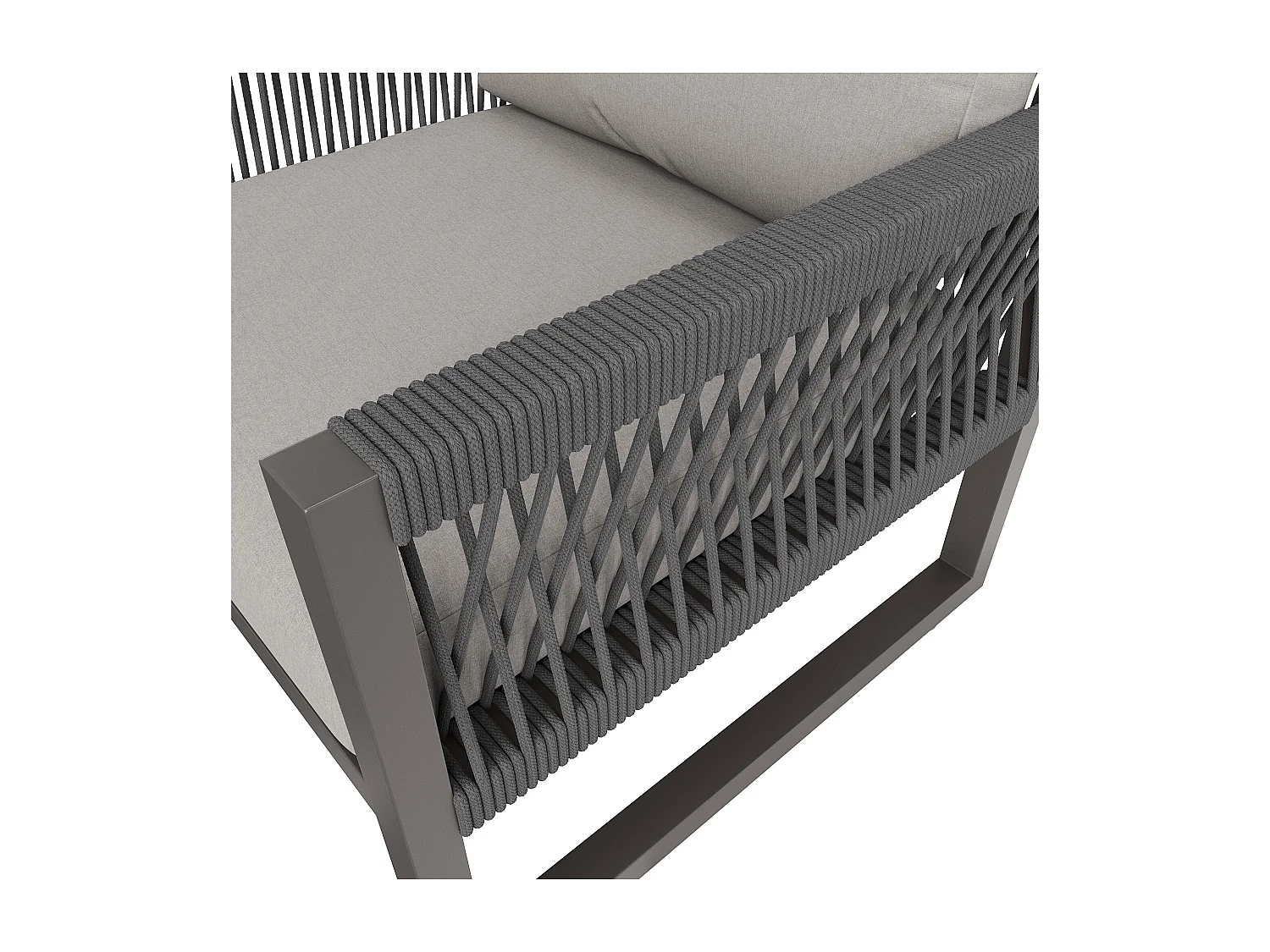 Conjunto de sofás de jardim cinzento com 1 sofá, 2 poltronas e 1 mesa com pernas ajustáveis