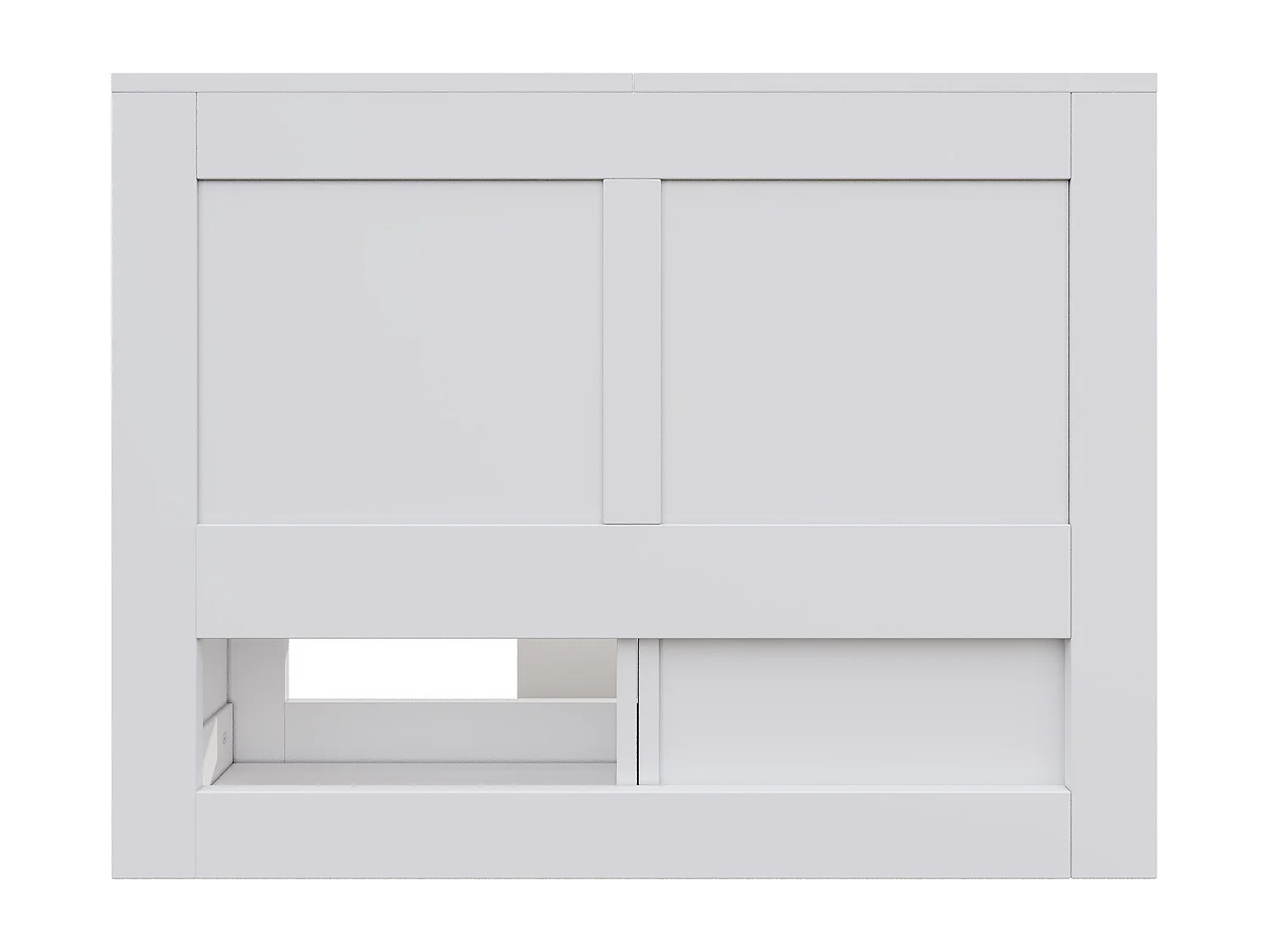 Cama de criança branca 90x200 cm com 4 gavetas, mesa de cabeceira e compartimento de arrumação, sem colchão