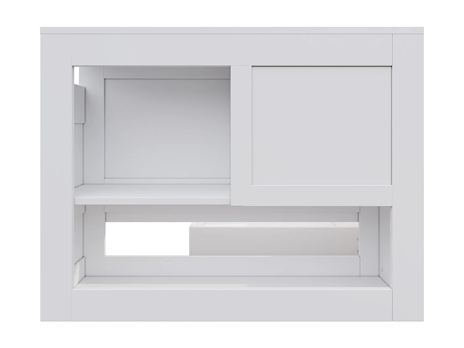 Cama de criança branca 90x200 cm com 4 gavetas, mesa de cabeceira e compartimento de arrumação, sem colchão