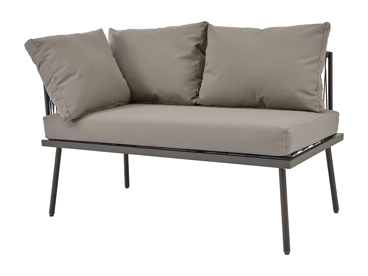 Ensemble de jardin gris comprend 2 canapés, une table, 2 coussins d'assise et 6 coussins
