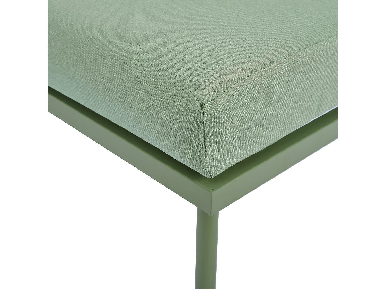 Ensemble de jardin vert avec 2 canapés, une table, 2 coussins d'assise et 6 coussins de dossier