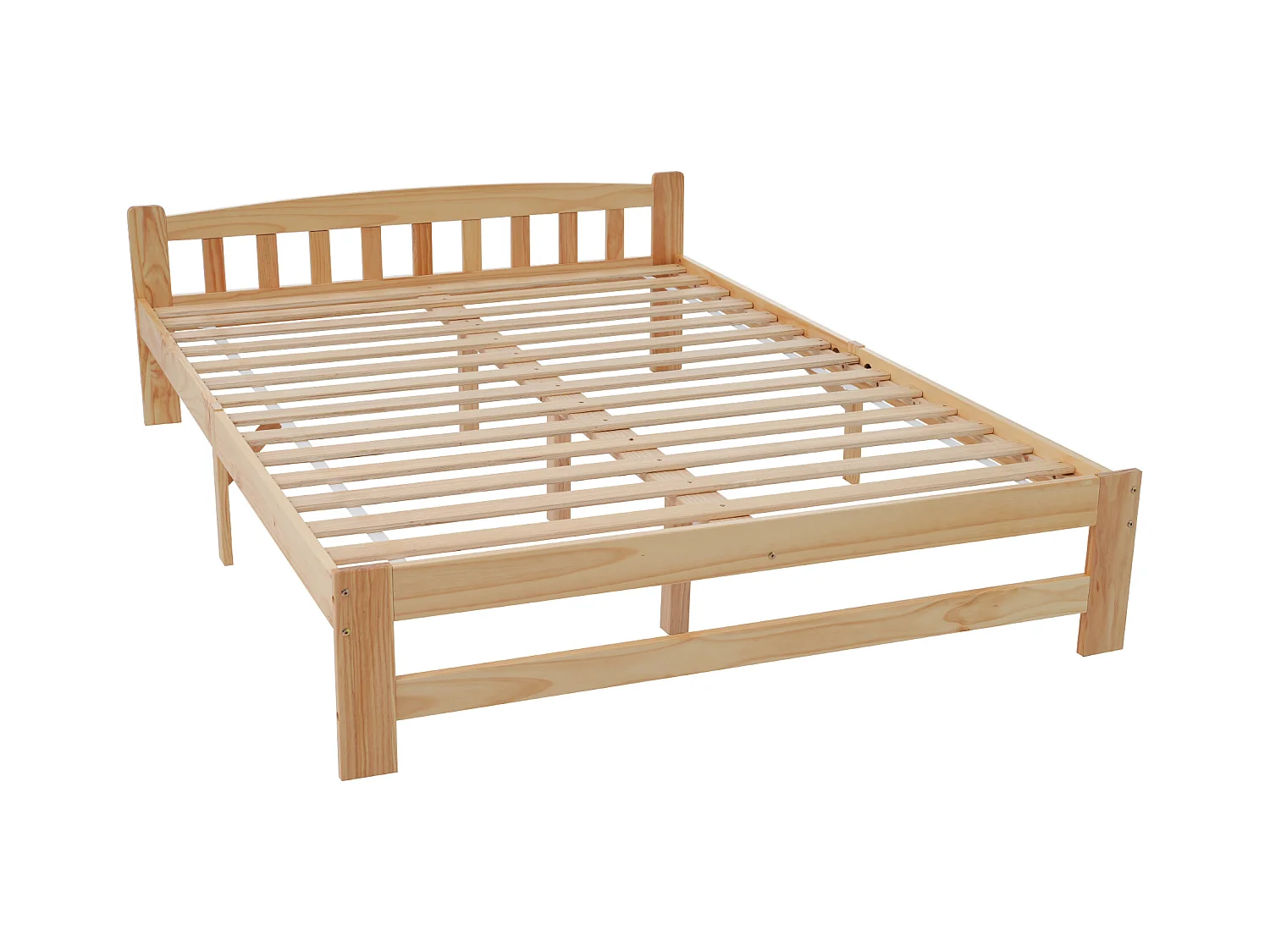 Struttura letto matrimoniale Light Natural 140x200cm con testiera e rete a doghe, senza materasso