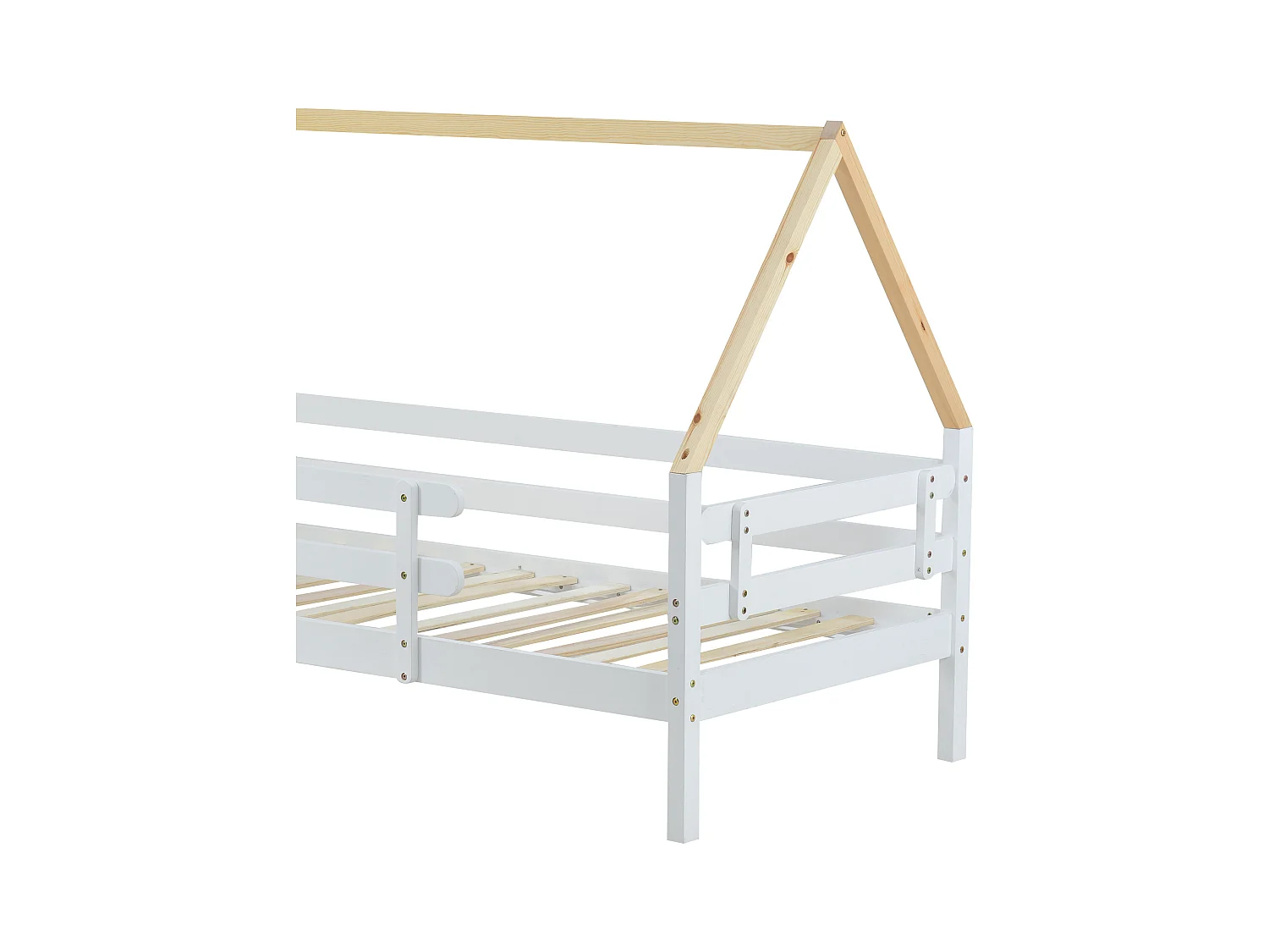 Lit cabane enfant 90x200 cm avec lit gigogne 90x190 cm en bois blanc