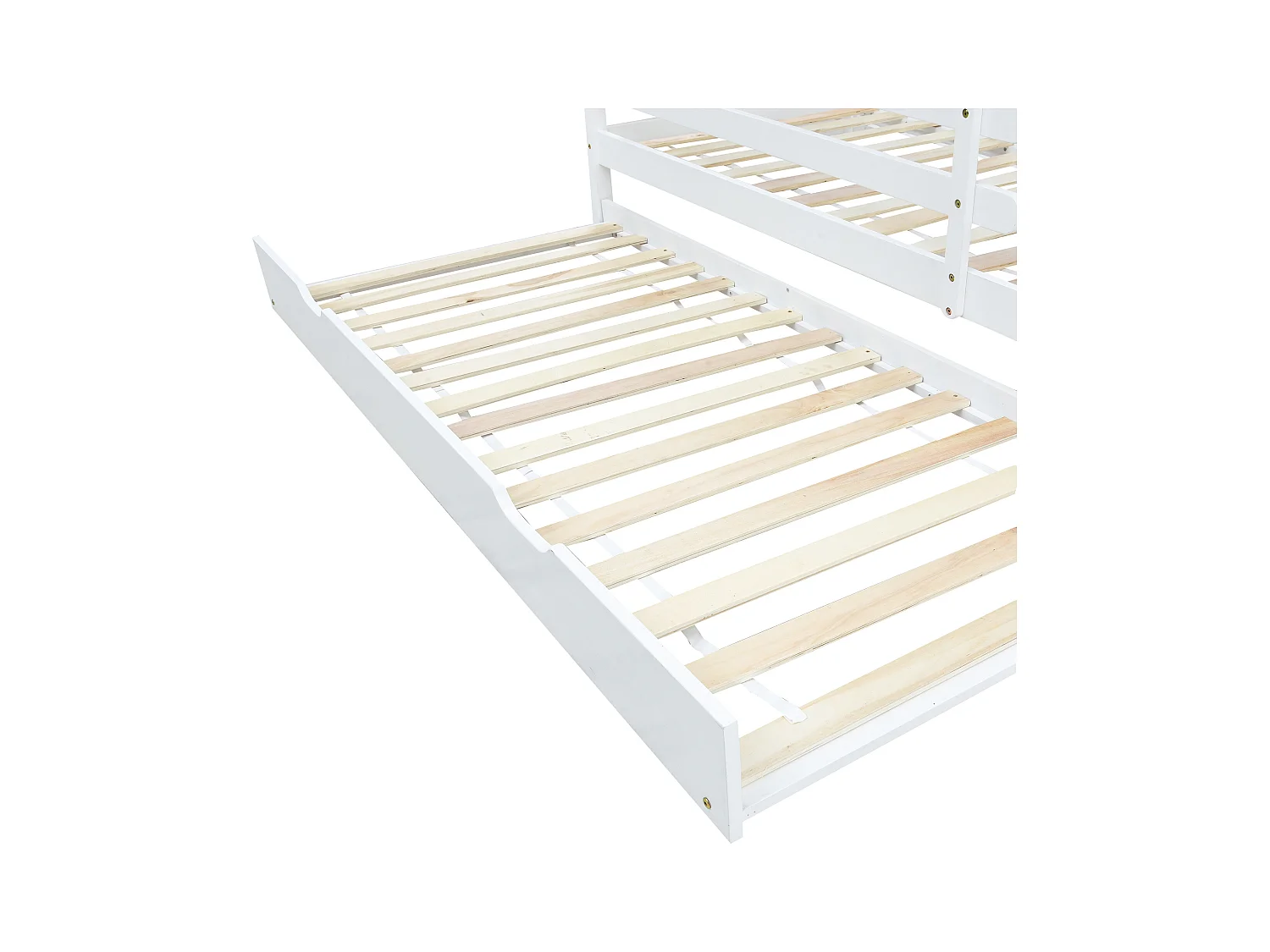Lit cabane enfant 90x200 cm avec lit gigogne 90x190 cm en bois blanc