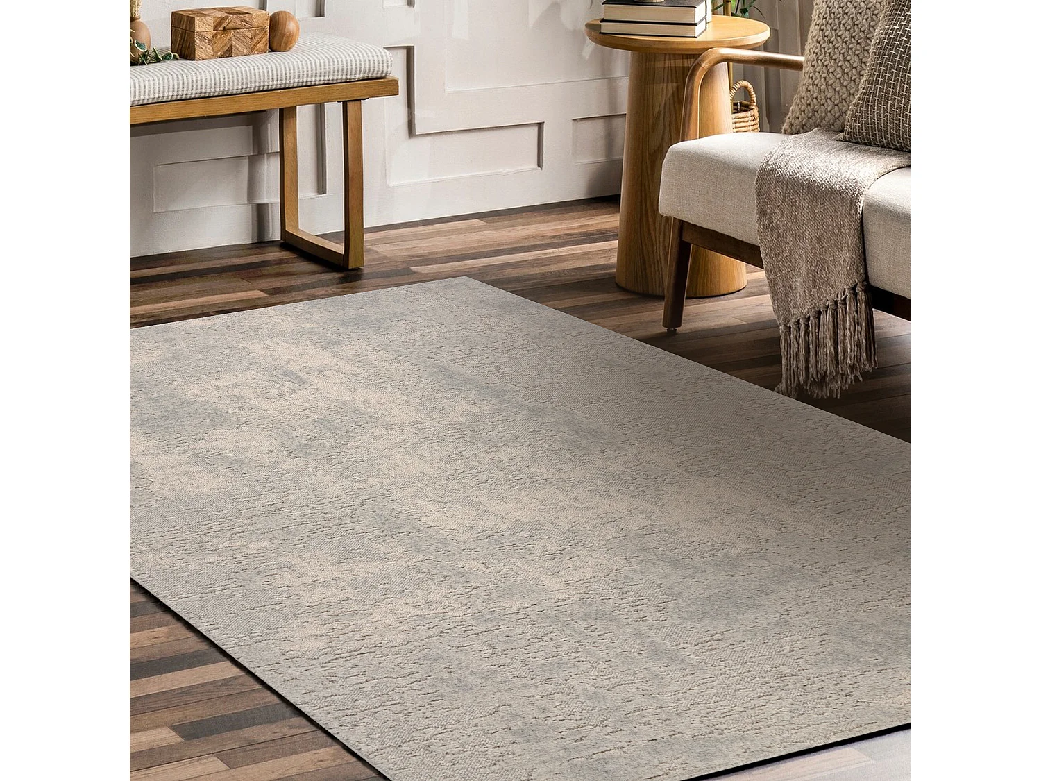 FLUX 461.2.AE120 Wollteppich OSTA - Abstraktion, Strukturell, Loft cre 60x120 cm