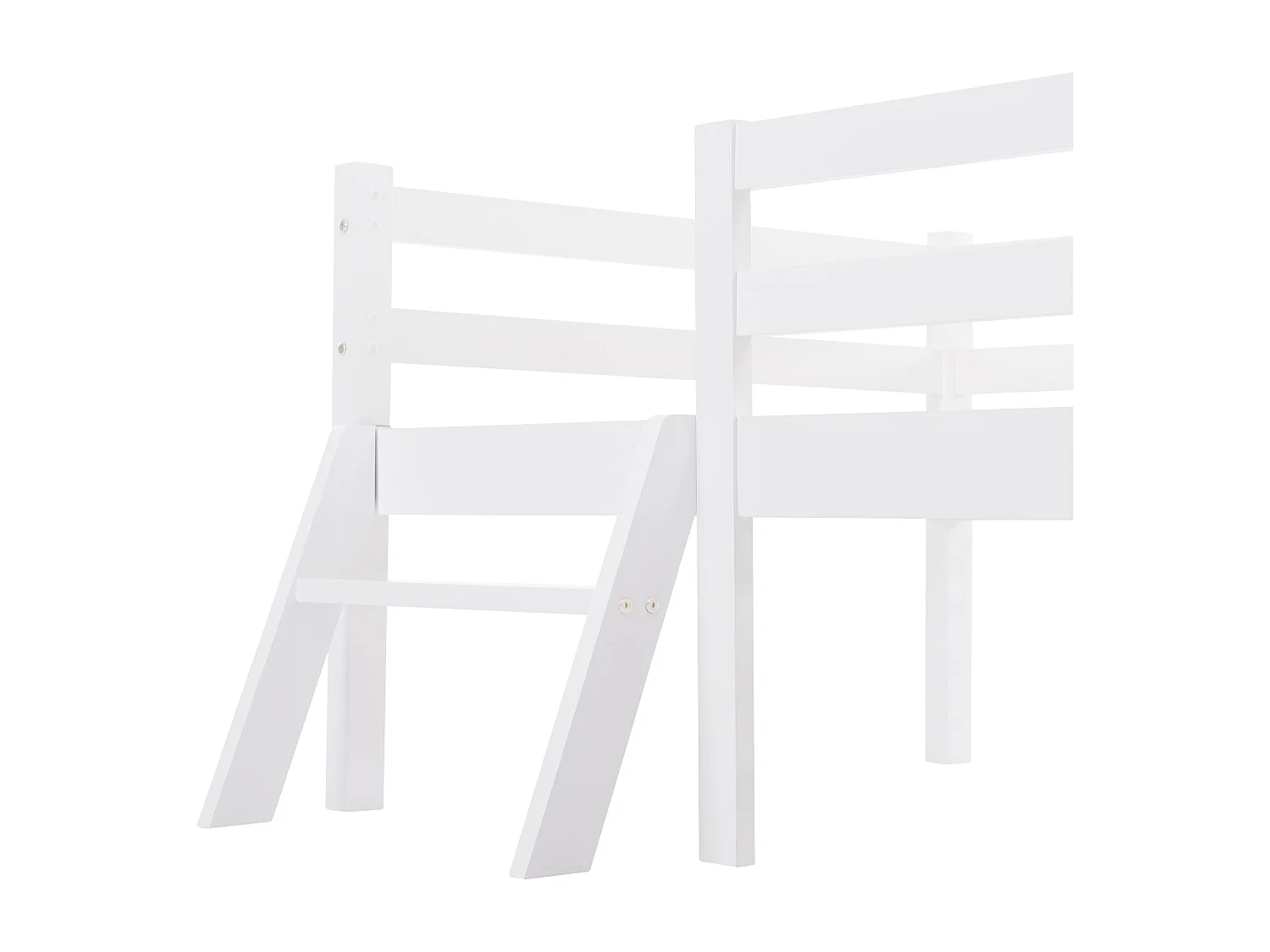 Wit kinderbed 90x200cm met lade, ladder en spijlenhekje, zonder matras