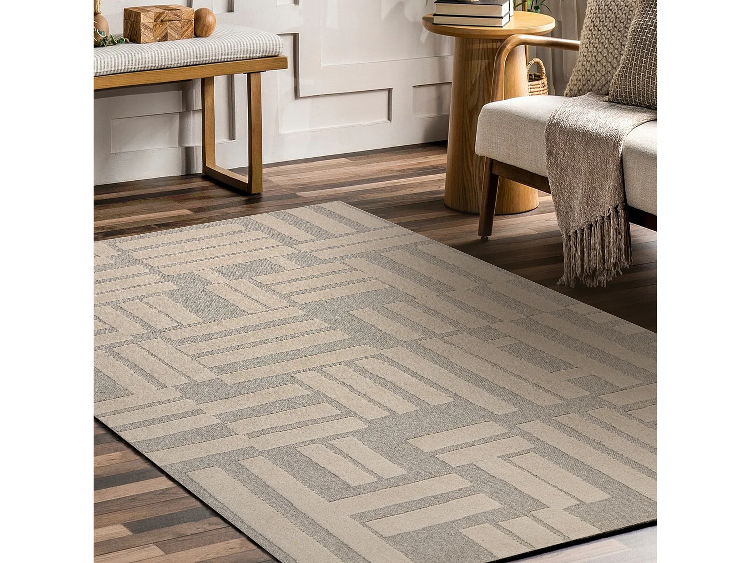 Moquette en laine FLUX 461.95.AE110 OSTA - Géométrique, structurelle 240x340 cm