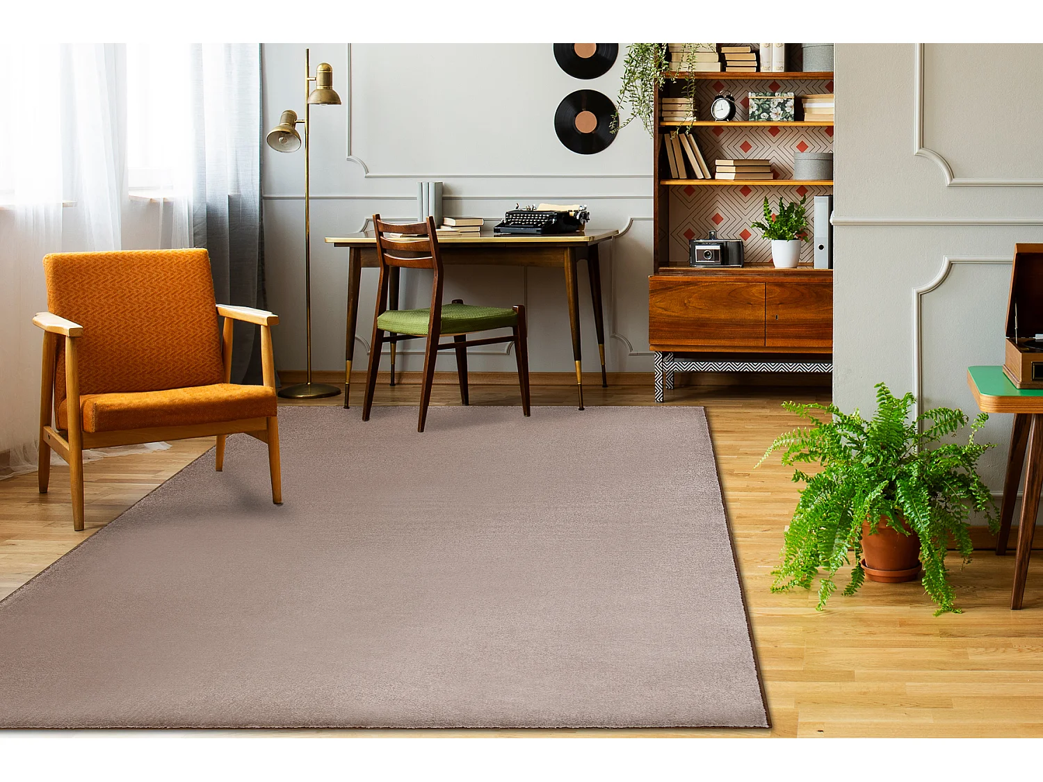 Tapis - Moquette SEDUCTION taupe 49 doux, durable, chambre, hôtel 200x200 cm