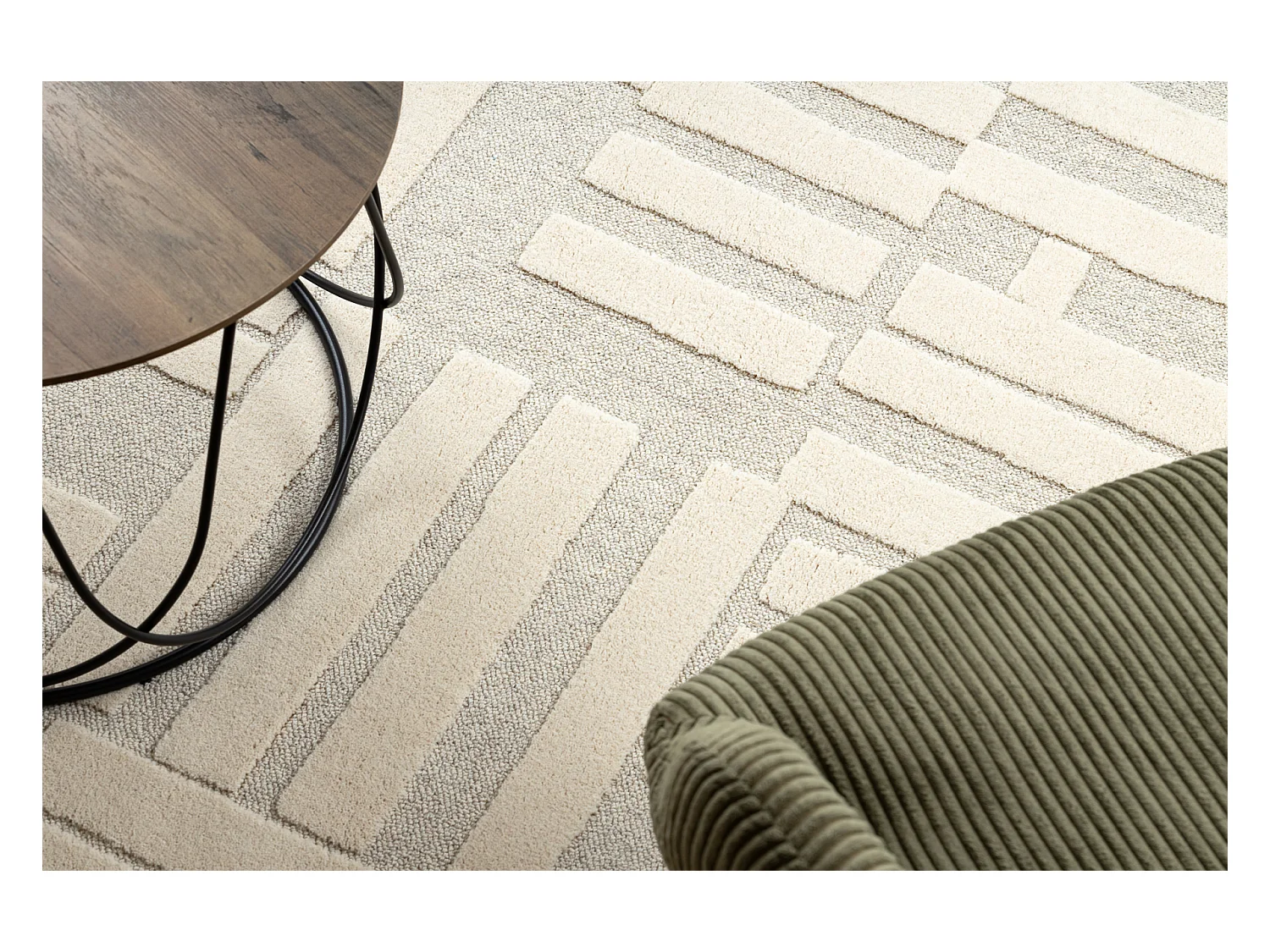 Moquette en laine FLUX 461.95.AE110 OSTA - Géométrique, structurelle 60x120 cm