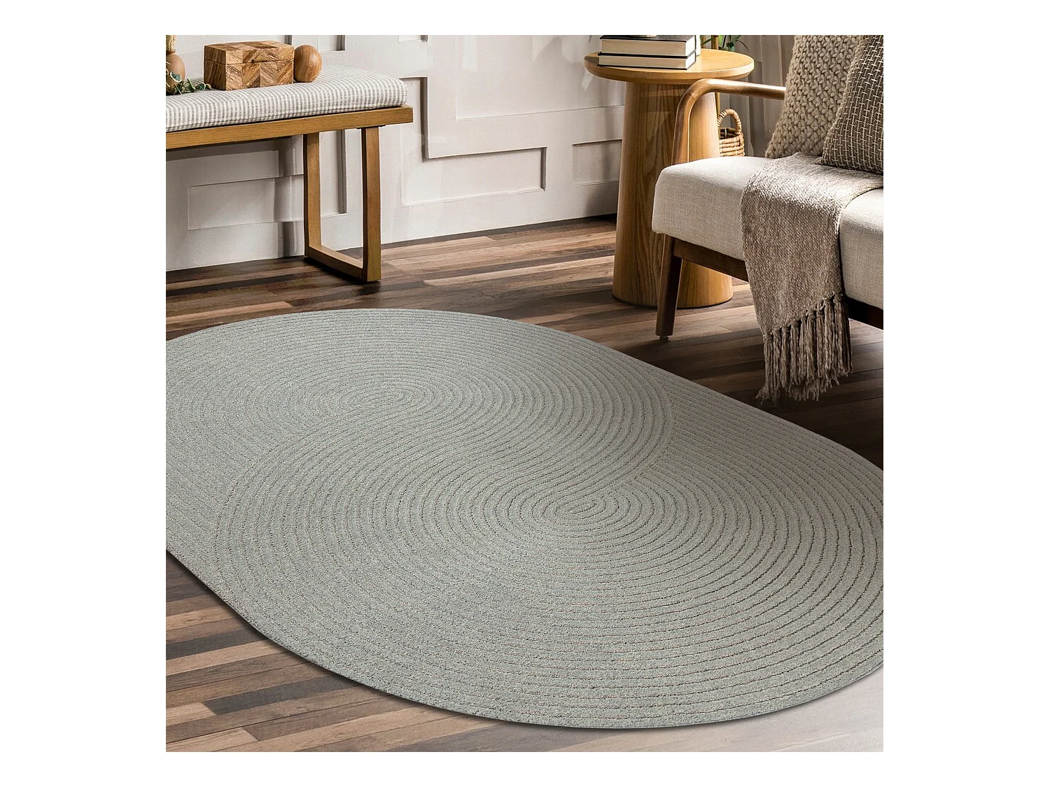 Moquette en laine FLUX ovale 461.67.AE503 OSTA - Géométrique, struct 160x230 cm