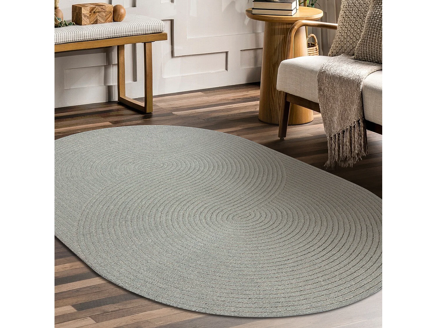 Moquette en laine FLUX ovale 461.67.AE503 OSTA - Géométrique, struct 160x230 cm