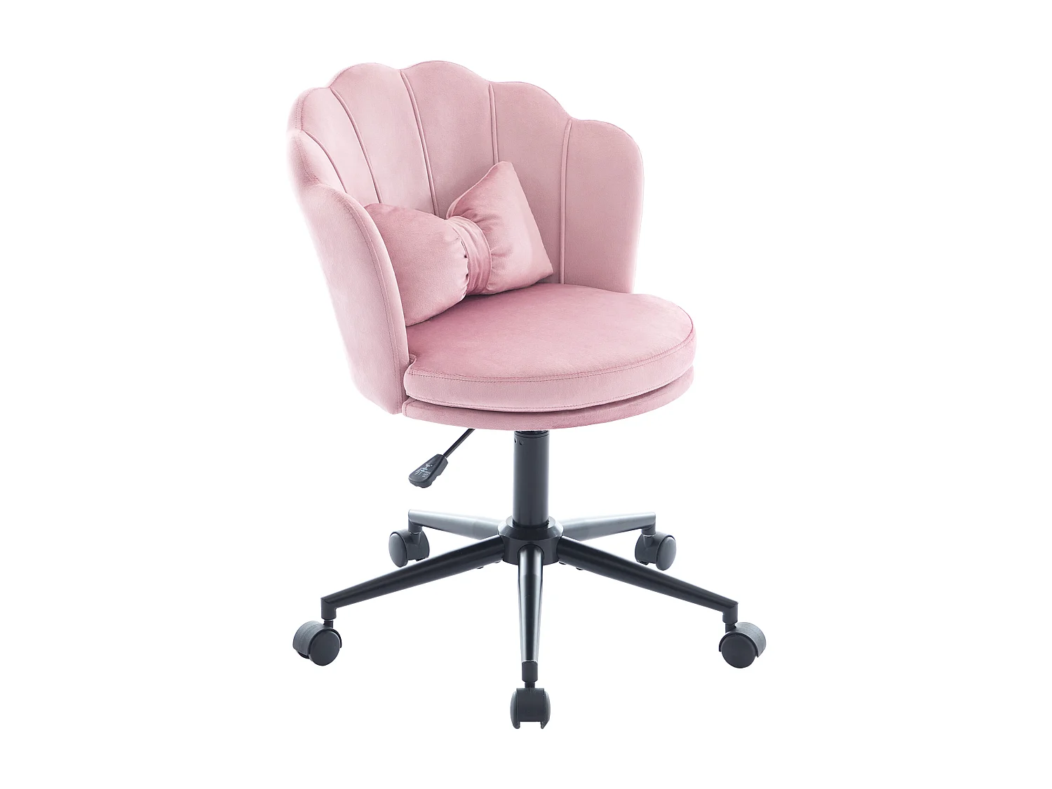 Cadeira de escritório cor-de-rosa, altura ajustável, encosto em forma de pétala