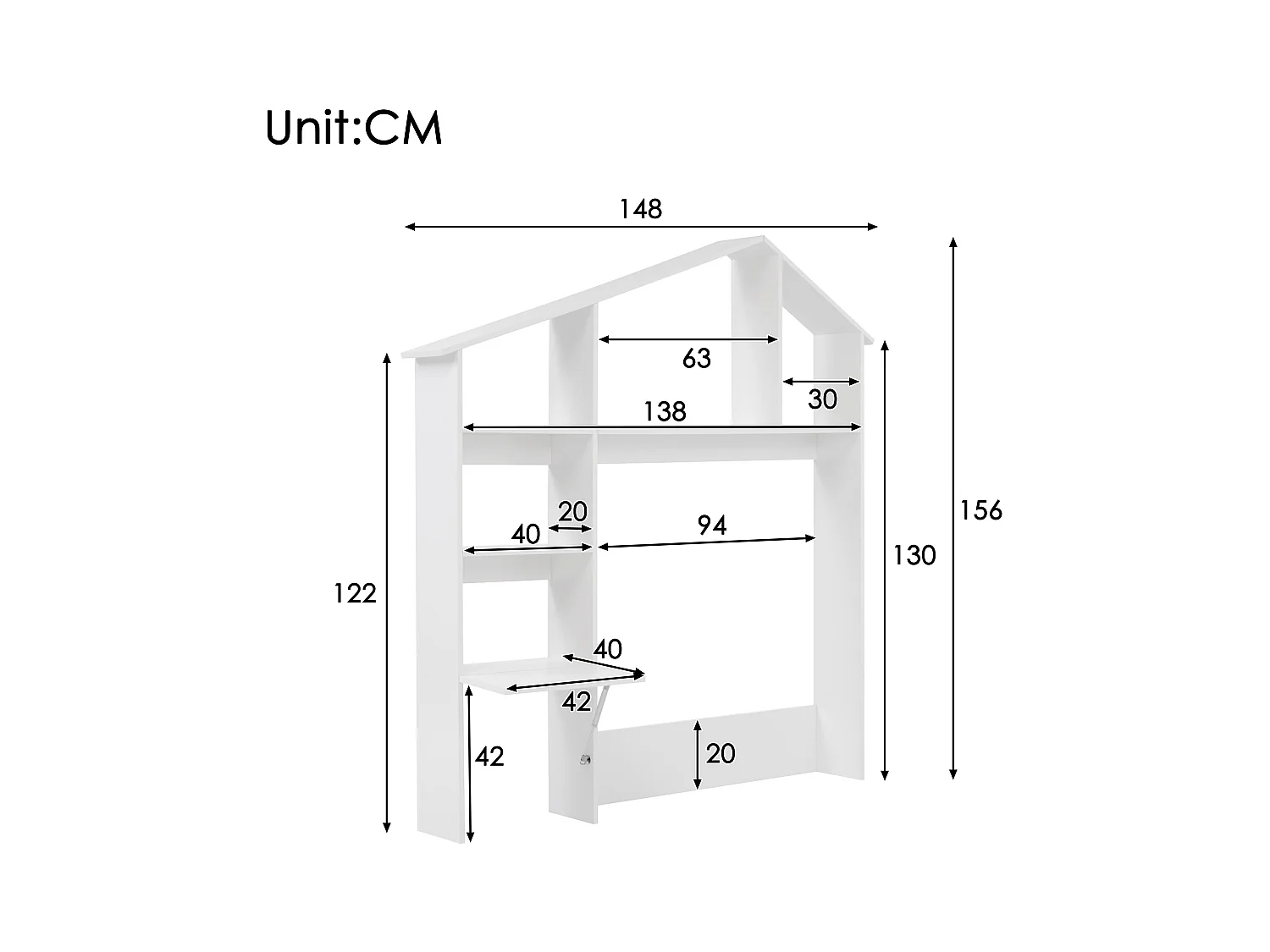Cama infantil beige con canapé de 90x200cm con librería blanca, USB-C, tela de lino, sin colchón
