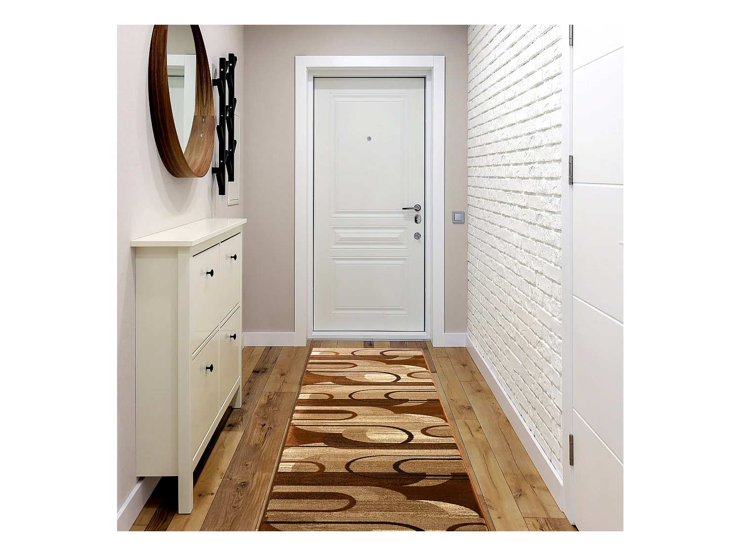 Tapis de couloir ROYAL HE405 GÉOMÉTRIQUE marron / crème 80x670 cm