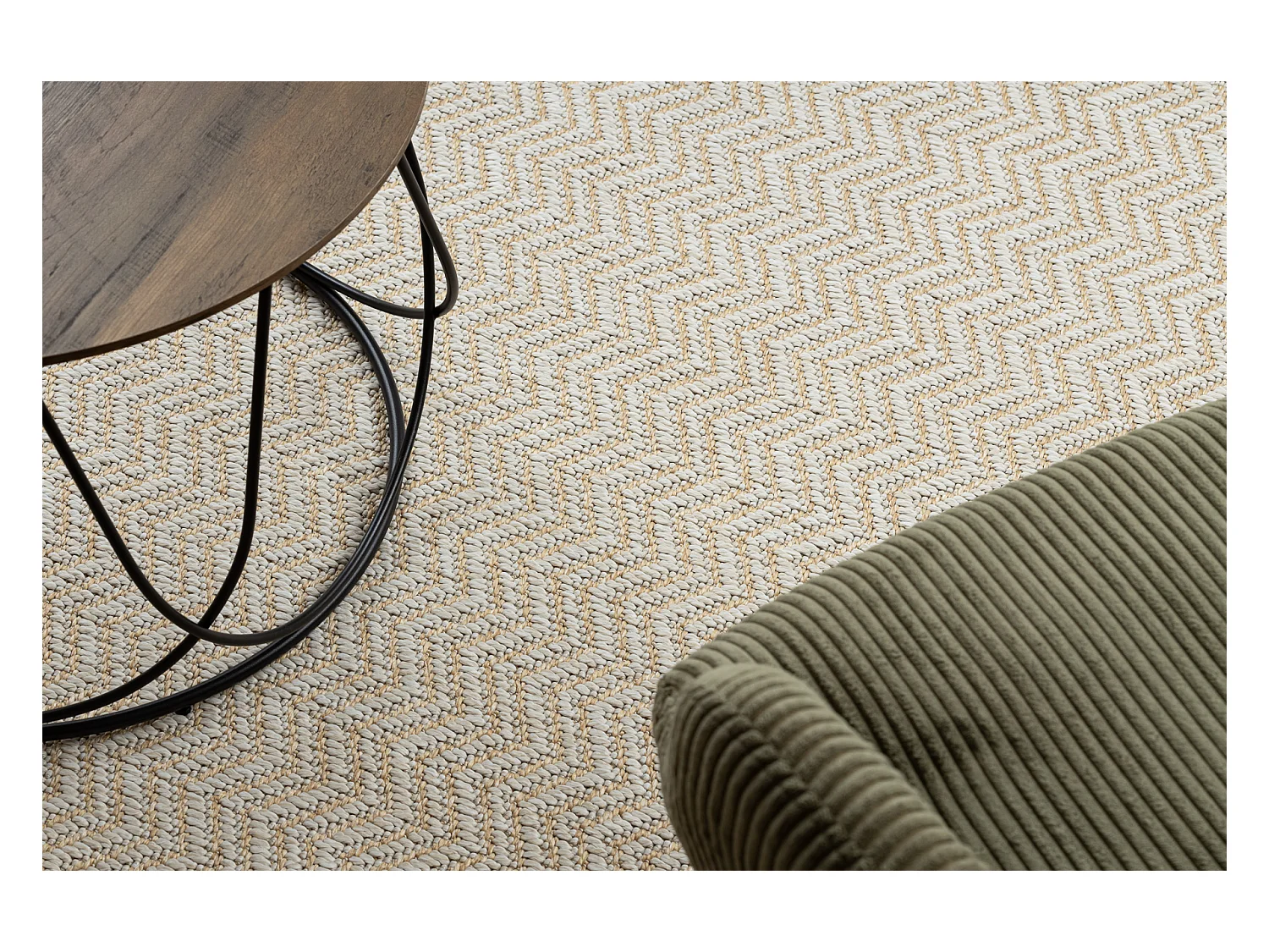 Tapis ORIGI 3739 crème / beige - Cadre, chevron ficelle SISAL tissée 116x170 cm