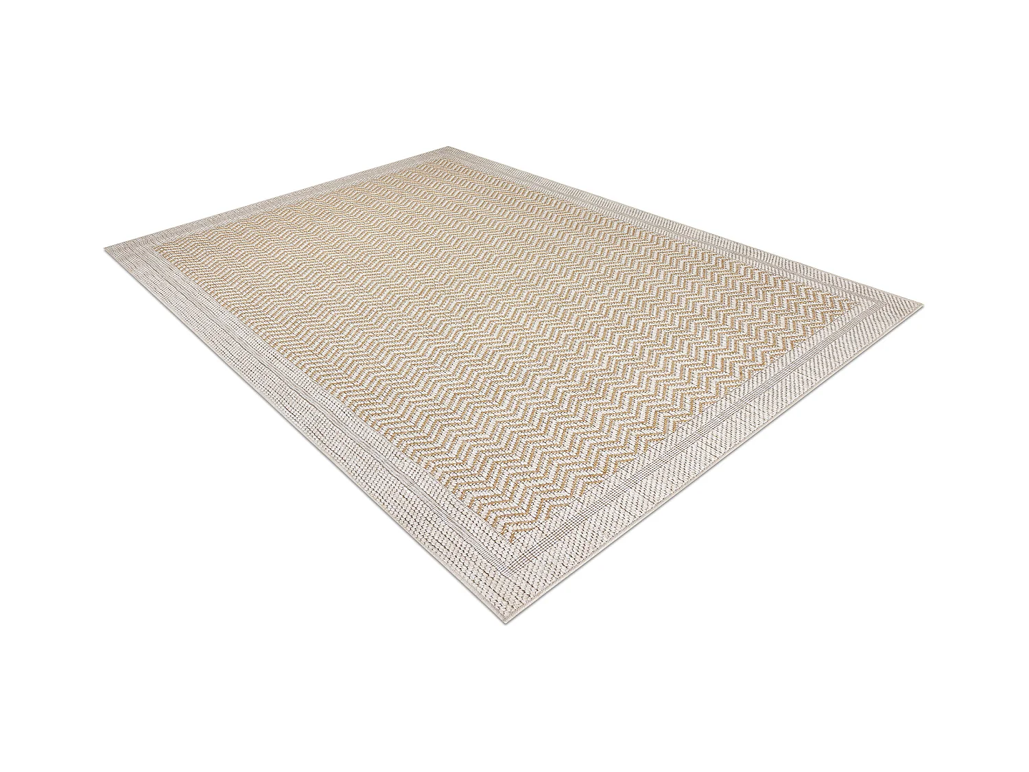 Tapis ORIGI 3739 crème / beige - Cadre, chevron ficelle SISAL tissée 194x290 cm