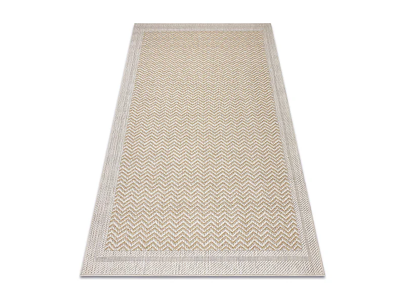 Tapijt ORIGI 3739 crème / beige - Kader, visgraat platgeweven SISAL - 175x270 cm