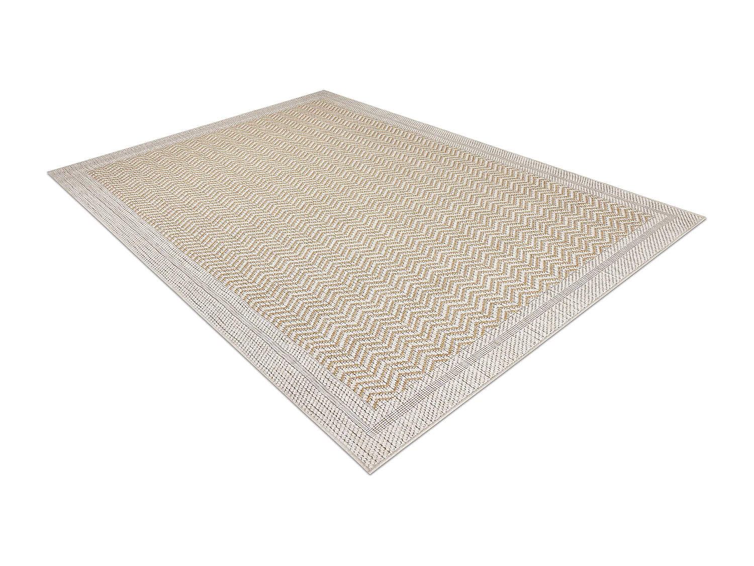 Tapis ORIGI 3739 crème / beige - Cadre, chevron ficelle SISAL tissée 78x150 cm