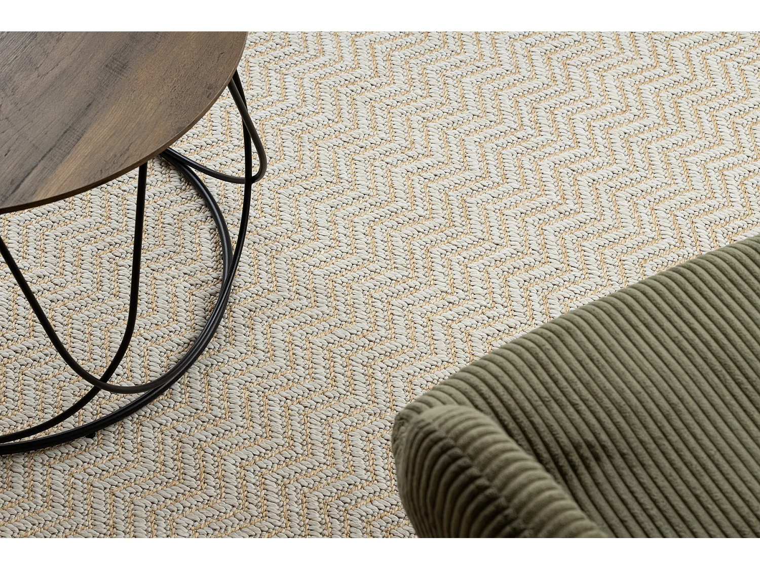 Tapis ORIGI 3739 crème / beige - Cadre, chevron ficelle SISAL tissée 78x150 cm