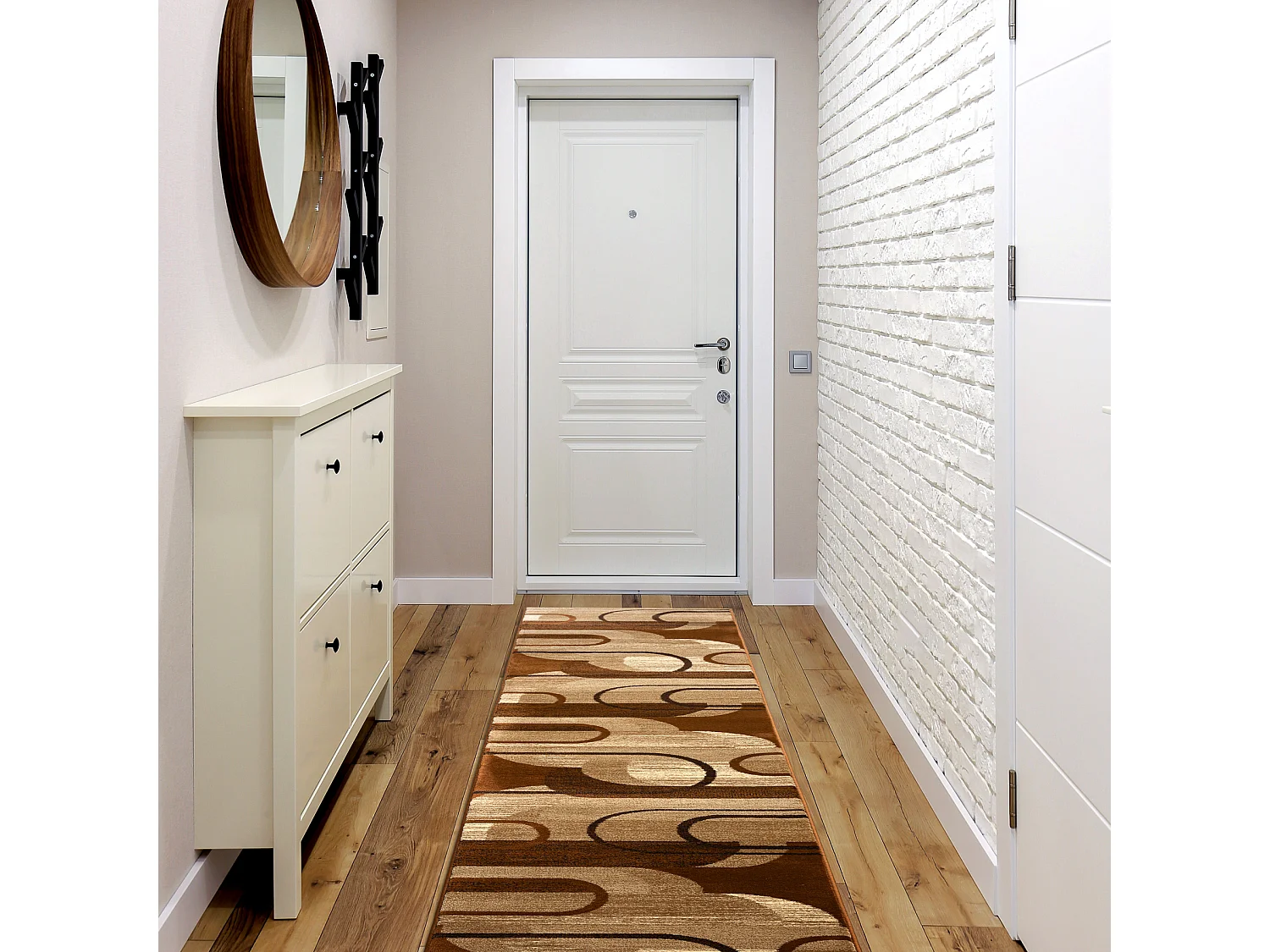 Chodnik HEAT-SET ROYAL HE405 GEOMETRYCZNY brąz / krem 70cm 70x600 cm