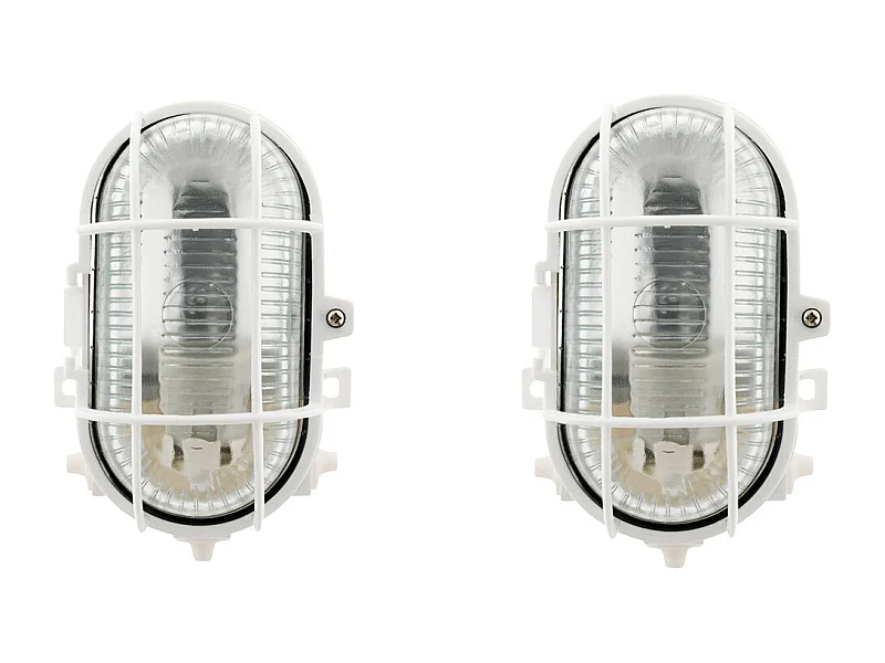 Lot de 2 hublots ovales 60W IP44 E27 Classe II - Blanc - Zenitech