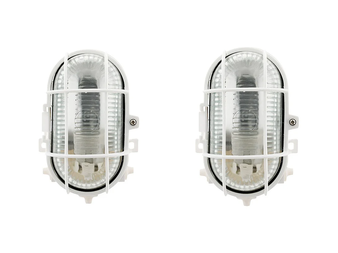 Lot de 2 hublots ovales 60W IP44 E27 Classe II - blanc - Zenitech
