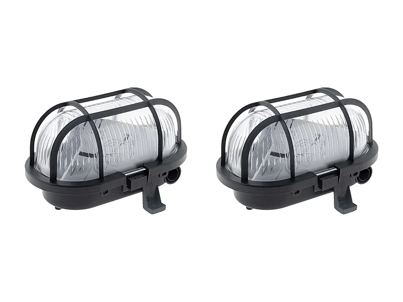 Lot de 2 hublots ovales 60W IP44 E27 Classe II - Noir - Zenitech