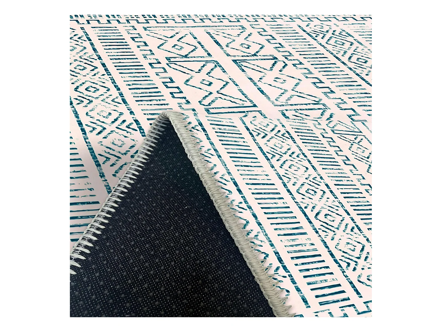 Tapis écru contrasté – motifs bleus, 160x230 cm ISTANBUL