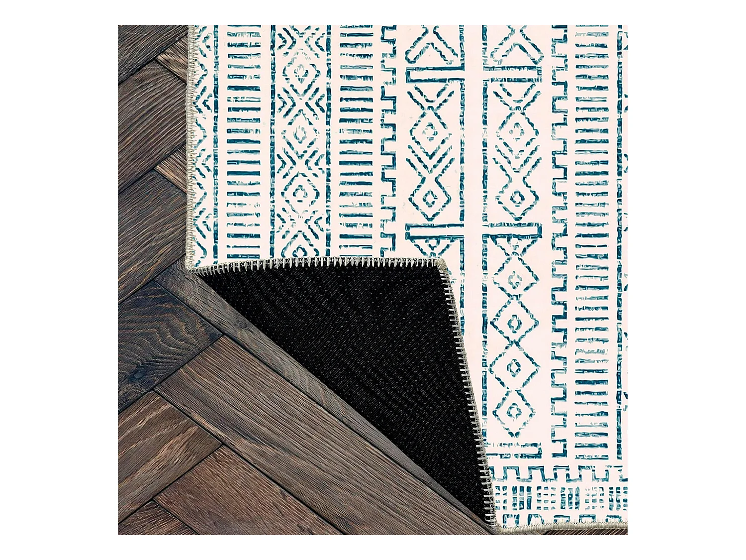 Tapis écru contrasté – motifs bleus, 160x230 cm ISTANBUL