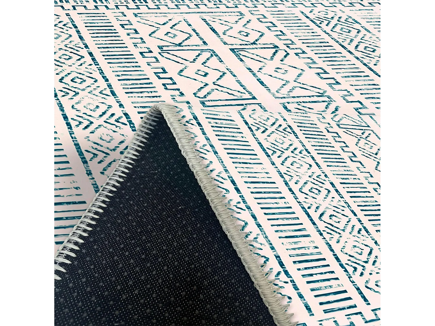 Tapis écru contrasté – motifs bleus, 160x230 cm ISTANBUL