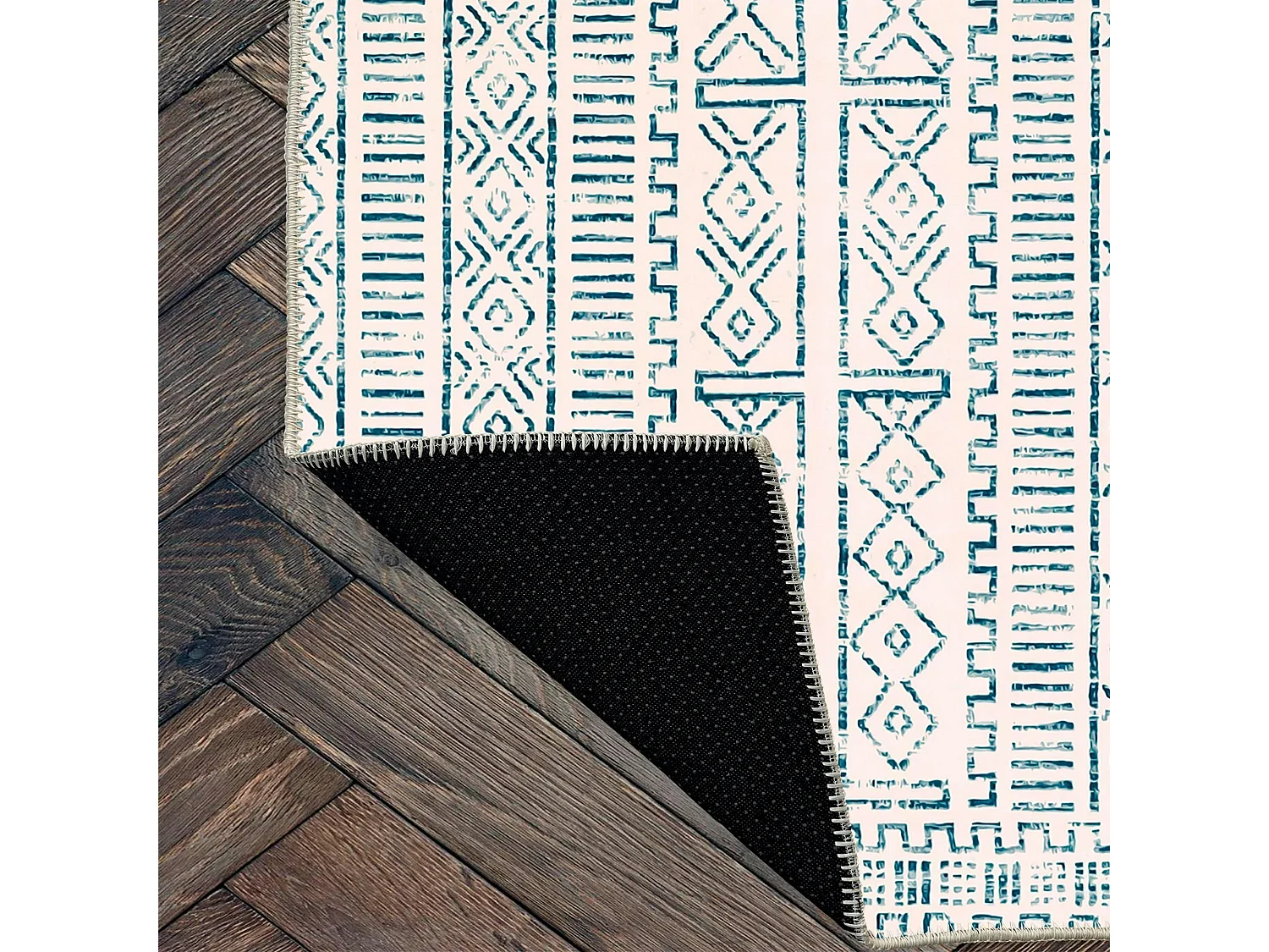 Tapis écru contrasté – motifs bleus, 160x230 cm ISTANBUL