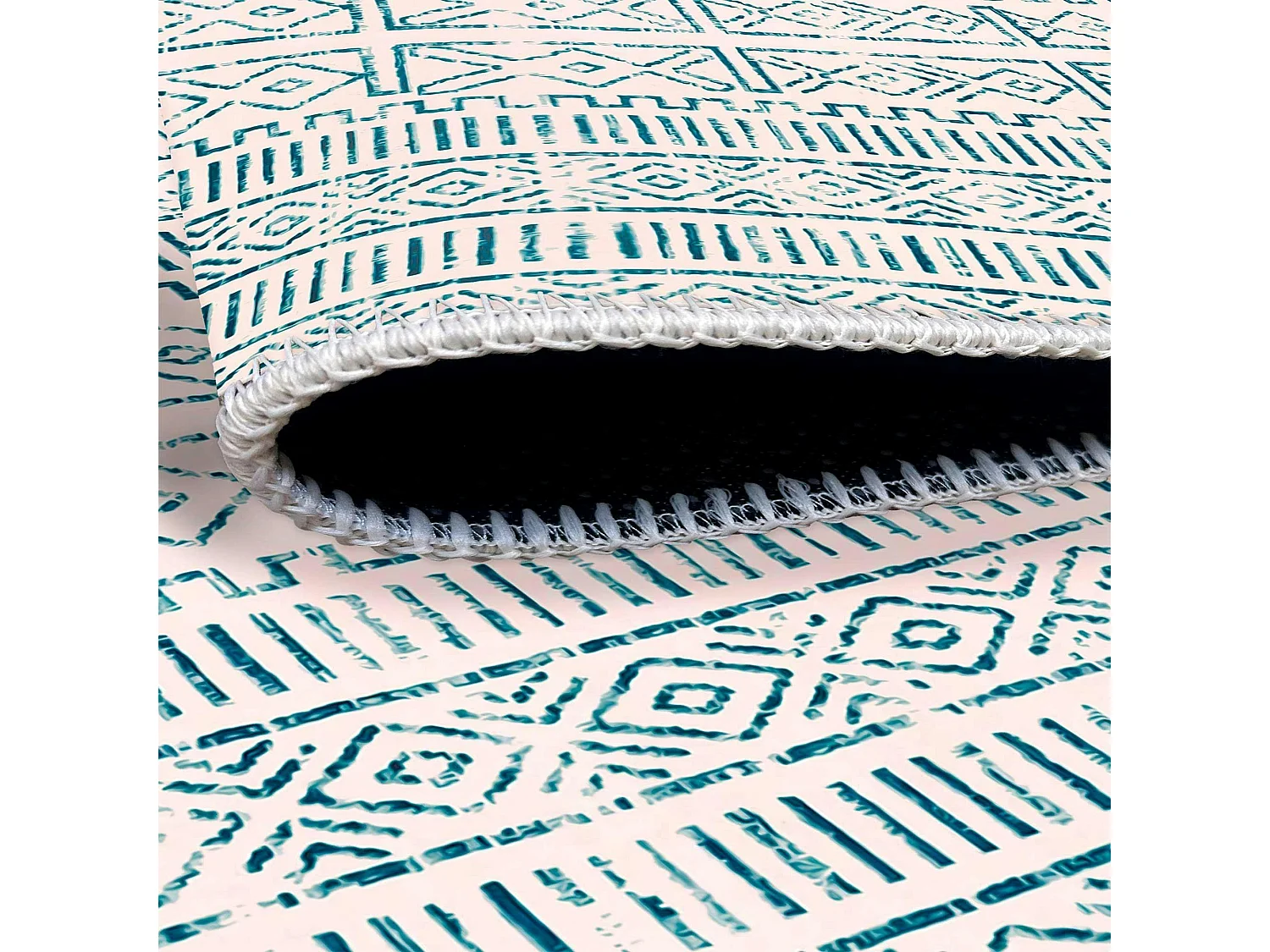 Tapis écru contrasté – motifs bleus, 160x230 cm ISTANBUL