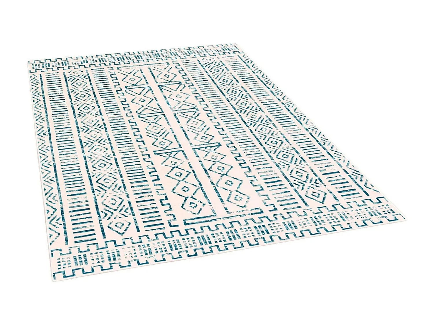 Tapis écru contrasté – motifs bleus, 160x230 cm ISTANBUL