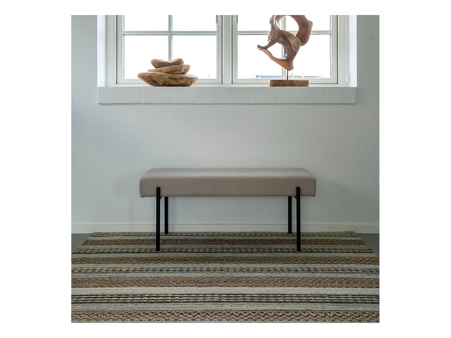 Tapis en jute et laine à motifs linéaires 160x230 cm FEZ