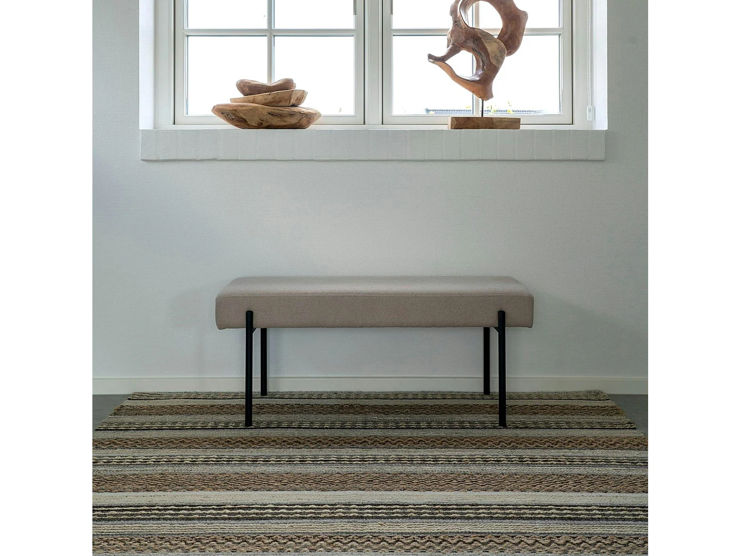 Tapis en jute et laine à motifs linéaires 160x230 cm FEZ