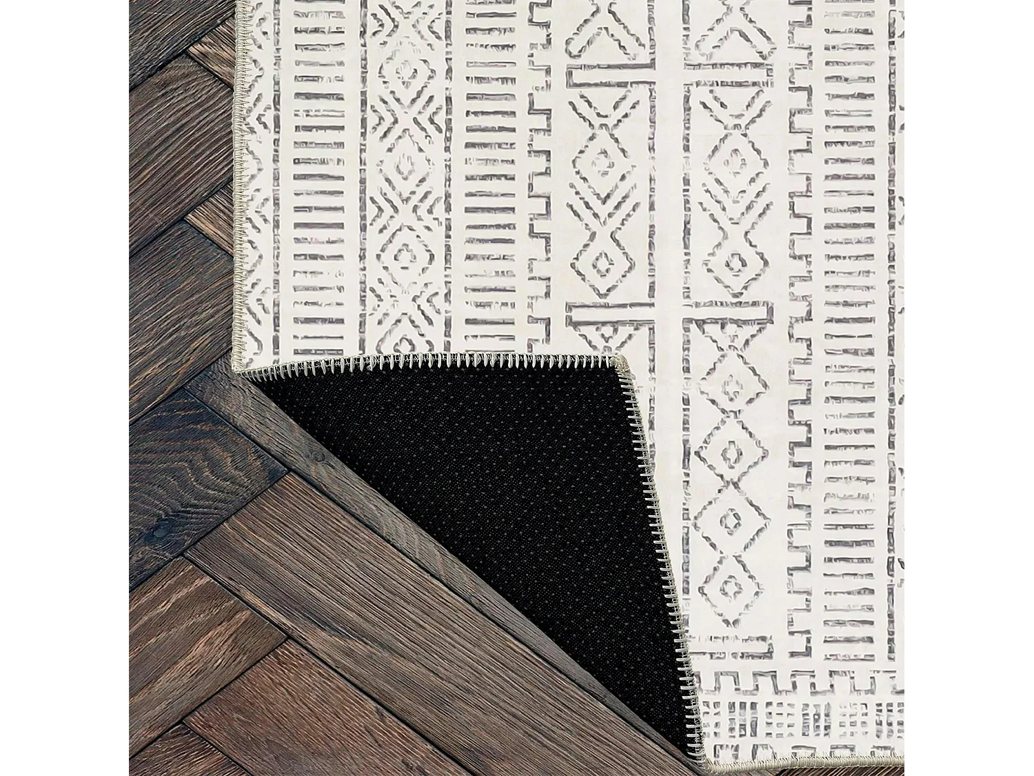 Tapis écru contrasté – motifs graphiques, 160x230 cm ISTANBUL