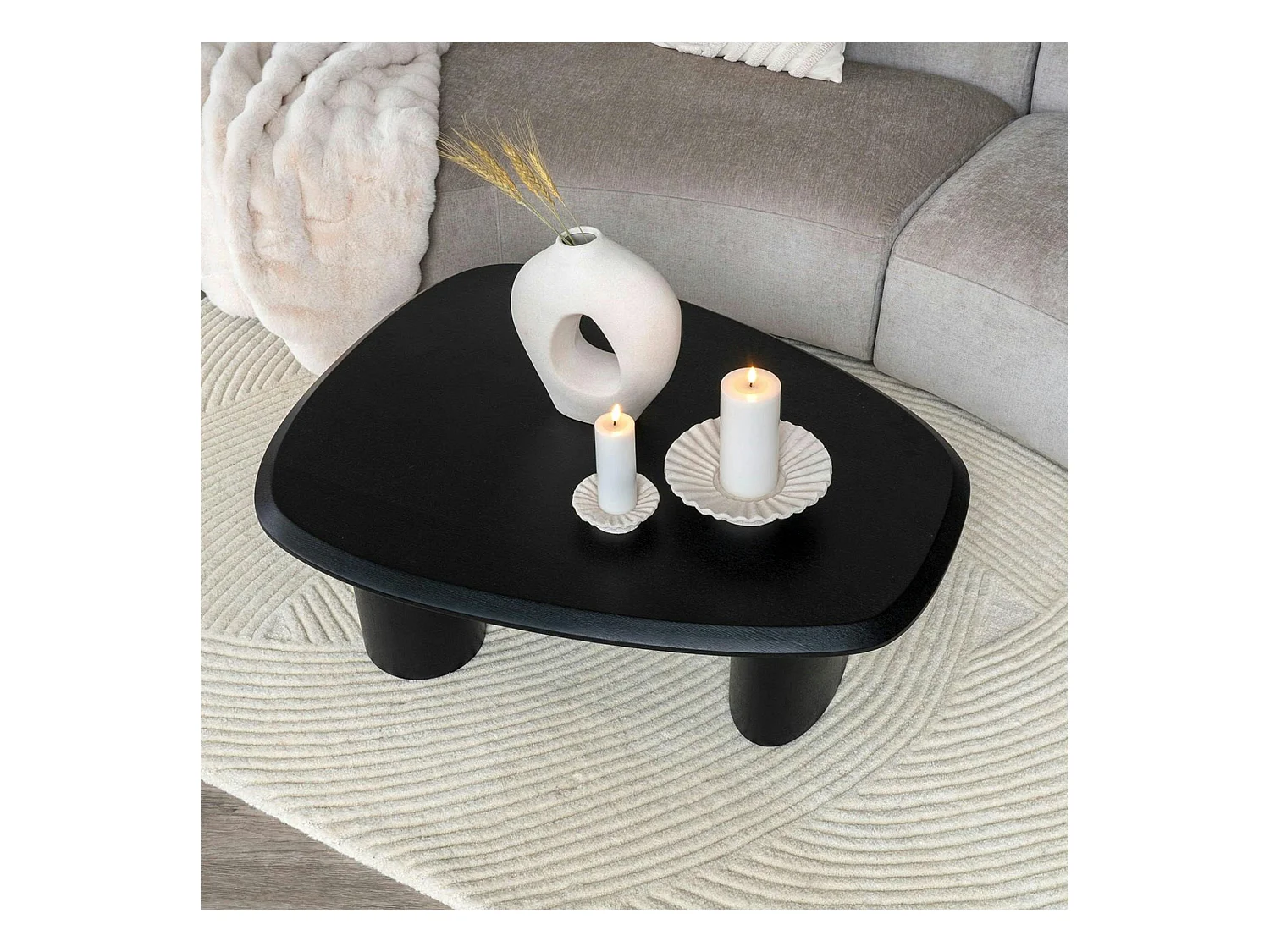 Tapis en laine blanc crème tufté main à motifs contemporains 160x230 cm FEZ