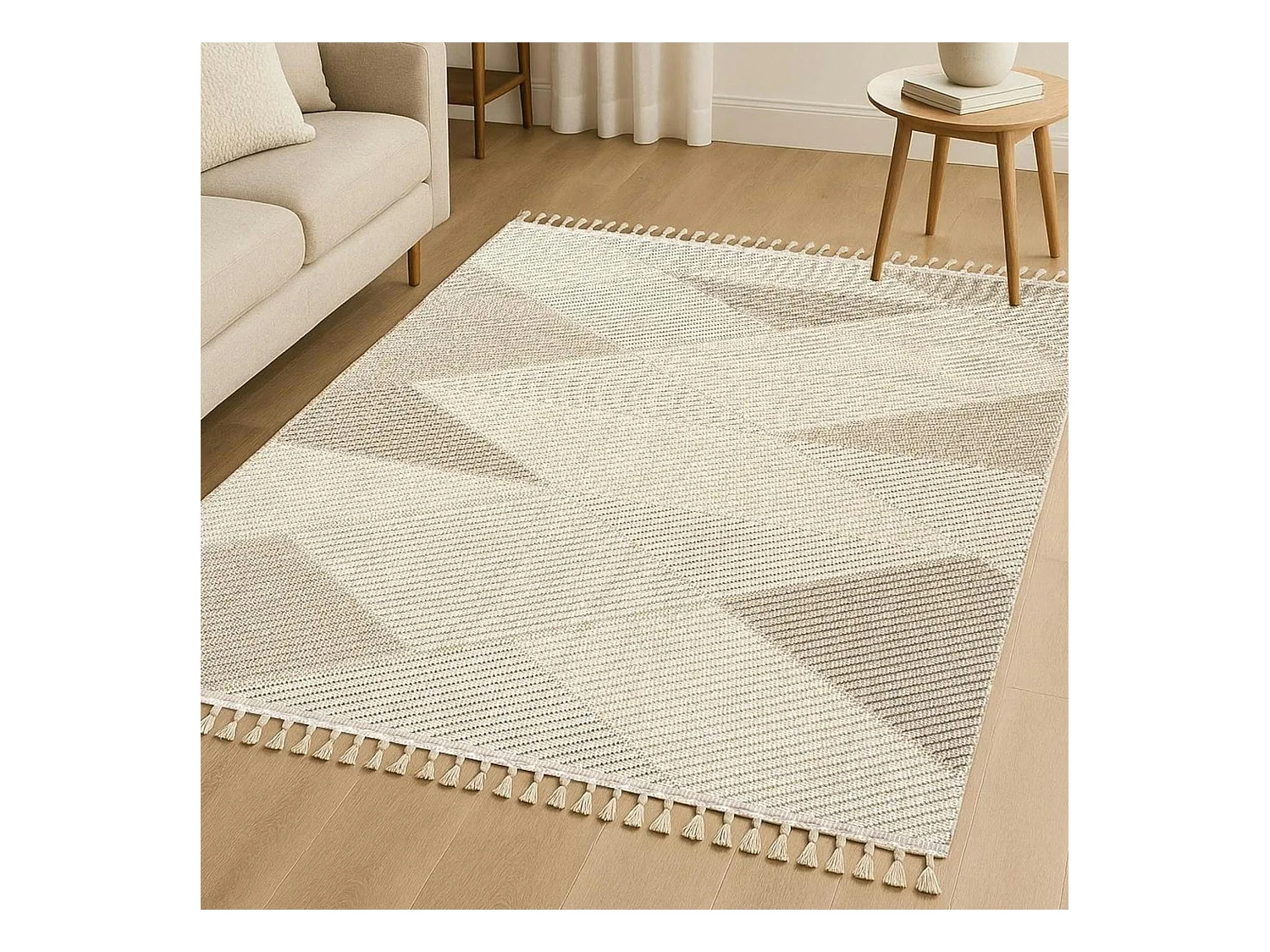 Tapis de salon beige – motif chevrons, 120x180 cm ISTANBUL