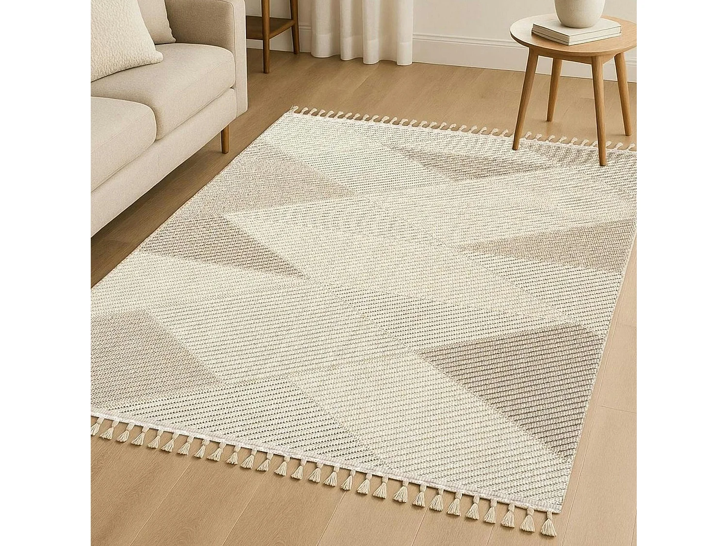 Tapis de salon beige – motif chevrons, 120x180 cm ISTANBUL