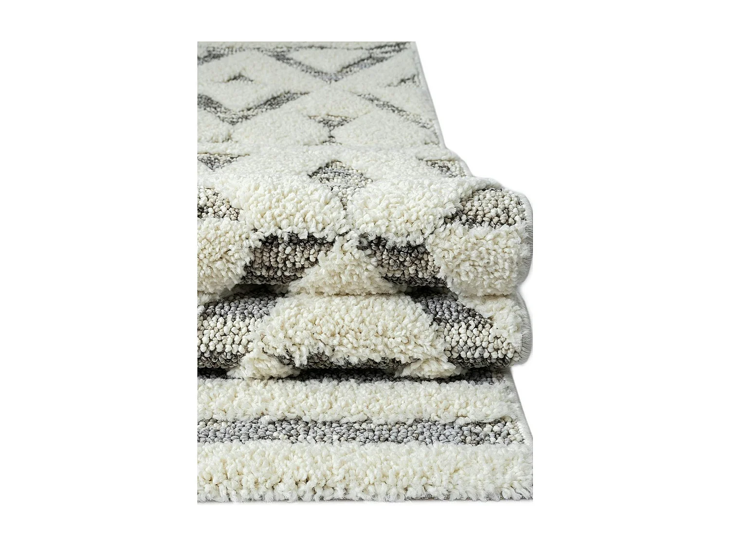 Tapis de salon crème et gris – motif géométrique, 160x230 cm ISTANBUL