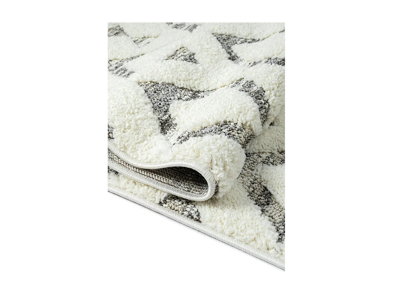 Tapis de salon crème et gris – motif géométrique, 160x230 cm ISTANBUL