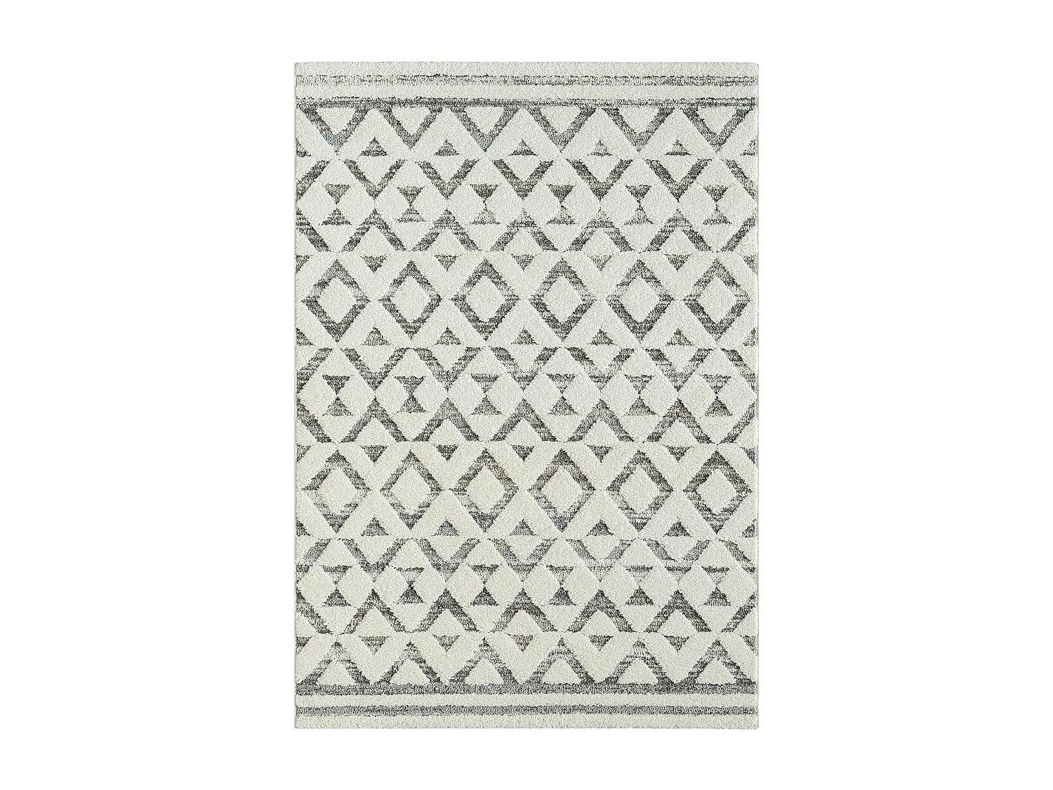 Tapis de salon crème et gris – motif géométrique, 160x230 cm ISTANBUL