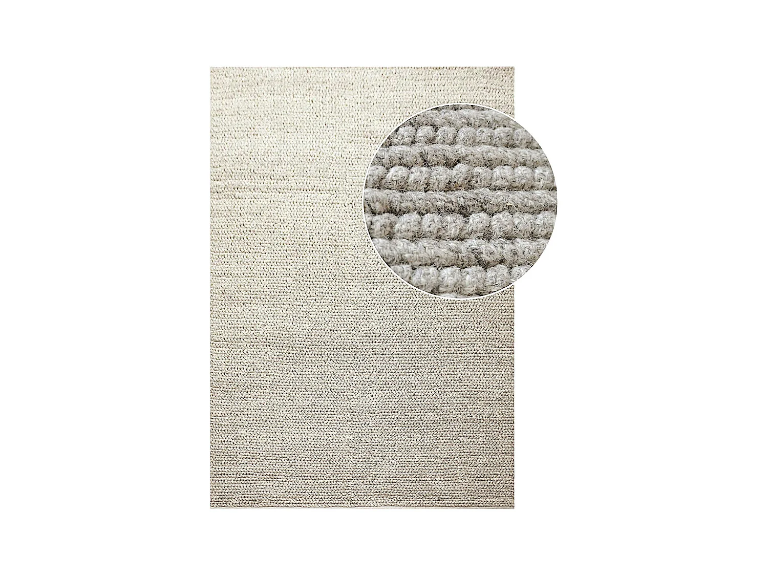 Tapis écru en laine tressée main 200x300 cm FEZ