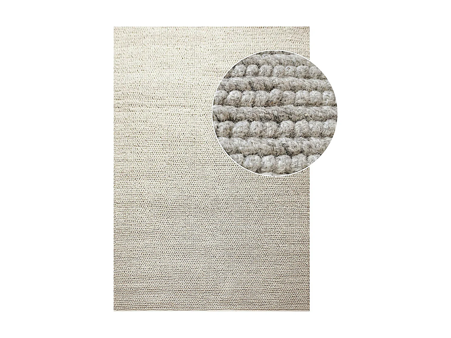 Tapis écru en laine tressée main 200x300 cm FEZ